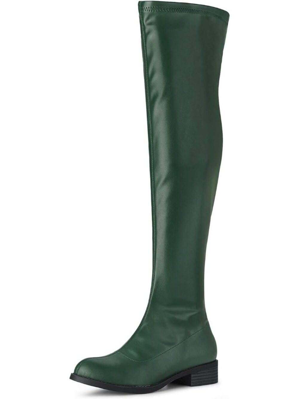 👢Women's Green Thigh High Boots Low Block Heel Fashion Over the Knee High Boots